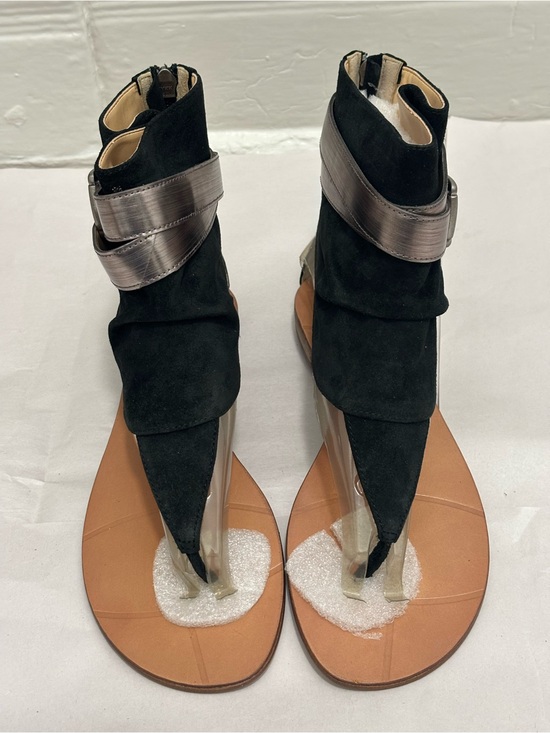 Boutique 9 Shoes - Boutique 9 Women's Black Suede Metallic Wrap Sandals